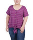 Фото #1 товара Plus Size Short Sleeve Tie Front Top