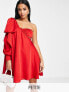 Forever New Petite – Minikleid in Rot mit One-Shoulder-Träger und drapierter Schleife