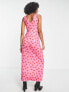 ASOS DESIGN sleeveless v neck maxi dress in pink and red geo print