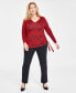 Plus Size Cheetah-Print Drawstring-Side Top, Created for Macy's