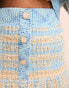 ASOS LUXE knitted mini skirt with buttons in blue and gold Синий, 36 - фото #3