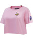 Фото #2 товара Футболка женская Pro Standard Minnesota Vikings розового цвета, укороченная.