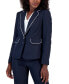 Фото #3 товара Women's Jacquard Two-Button Piped Pantsuit, Regular & Petite Sizes