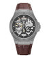 ფოტო #1 პროდუქტის Men's Automatic Brown Genuine Leather Watch 43mm