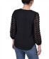 ფოტო #2 პროდუქტის Petite V-neck Blouse with 3/4 Jacquard Chiffon Sleeves