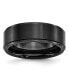 ფოტო #1 პროდუქტის Black Ceramic Ridged Edge Brushed Wedding Band Ring