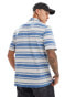 Фото #4 товара Polo Ralph Lauren icon logo pocket stripe pique polo classic oversized fit in light blue