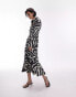 Фото #6 товара Topshop ruch side midi shirt dress in satin mono animal print