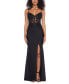 Фото #3 товара Juniors' Strappy Sequinned-Lace Illusion-Corset Maxi Dress