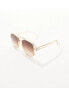 Фото #4 товара Jeepers Peepers aviator sunglasses in beige transparent