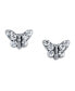 ფოტო #1 პროდუქტის Silver Tone Crystal Butterfly Stud Earring