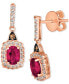 Фото #1 товара Passion Ruby (7/8 ct. t.w.) & Diamond (1/3 ct. t.w.) Halo Drop Earrings in 14k Rose Gold