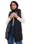 Threadbare longline padded gilet with hood in black