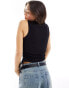 JJXX ribbed vest with side ruche in black