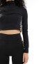 Threadbare Ski base layer top and leggings set in black with contrast leopard print