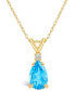 Фото #2 товара Macy's blue Topaz (1-3/8 ct. t.w.) and Diamond Accent Pendant Necklace in 14K Yellow Gold or 14K White Gold