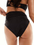 Фото #7 товара Monki mix and match crinkle high waisted bikini bottom in black