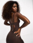 Фото #2 товара ASOS DESIGN Contouring medium control unitard with mesh in brown