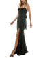 Фото #3 товара Juniors' Glittered Drape-Neck Gown