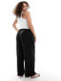 Фото #3 товара ASOS DESIGN Curve Wide leg dad trouser with linen in black