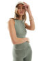 Фото #2 товара Miss Selfridge racer top co-ord in sage green