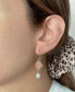 ფოტო #2 პროდუქტის 14K Gold Plated Floral and Pearl Drop Earrings Pink Imitation Mother of Pearl