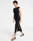 Фото #3 товара Платье средней длины с завязкой на поясе Bar III Petite Ribbed Cap-Sleeve Midi Dress, созданное для Macy's