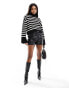 Фото #4 товара NA-kd nigh neck striped jumper in black and white