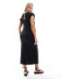 Фото #4 товара Mamalicious Maternity ruffle detail jersey midi dress in black