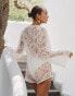 4th & Reckless x Luana Barron ambre long sleeve crochet playsuit in off white