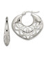 Stainless Steel Polished Fancy Cut out Hoop Earrings