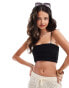 Фото #1 товара Mango linen mix bandeau cami top in black