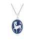 ფოტო #1 პროდუქტის Antique Style Pegasus Carved Oval Medallion Celestial Blue Mythical Unicorn l Cameo Necklace Pendant For Women Sterling Silver