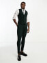Фото #4 товара ASOS DESIGN super skinny wool mix suit waistcoat in herringbone in dark green