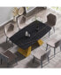 Фото #1 товара 63" Modern Artificial Stone Black Curved Golden Metal Leg Dining Table -6 People