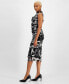 Фото #2 товара Women's Geo-Print Mesh Mock-Neck Dress, Created for Macy's
