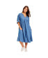 ფოტო #1 პროდუქტის Plus Size June + Vie Ruffled Denim Talluhla Dress