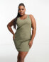 Фото #2 товара ASOS DESIGN Curve ribbed scoop neck vest mini dress in khaki