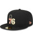 ფოტო #4 პროდუქტის Men's Black Philadelphia 76ers Floral Side 59FIFTY Fitted Hat
