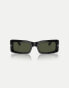 Фото #3 товара Persol francis rectangle sunglasses in black with green lens in black