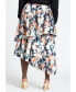 ფოტო #1 პროდუქტის Plus Size Asym Tiered Printed Skirt