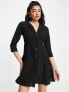 Фото #1 товара ASOS DESIGN collared long sleeve button through mini shirt dress in black