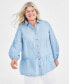Фото #1 товара Plus Size Long-Sleeve Tiered Tunic Shirt, Created for Macy's