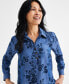 Фото #3 товара Women's Printed Chambray Popover Shirt, Created for Macy's