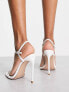 Simmi London Wide Fit Nolan heeled barely there sandals in white patent