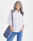 Фото #1 товара Petite Cotton Eyelet Button-Front Shirt, Created for Macy's