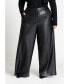 ფოტო #3 პროდუქტის Plus Size Wide Leg Faux Leather Pant