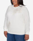 ფოტო #8 პროდუქტის Plus Size Classic Sherpa Floral Embroidered Sweater