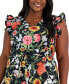 Plus Size Cotton Floral-Print Tie-Waist Midi Dress