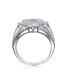 ფოტო #2 პროდუქტის Sterling Silver with White Gold Plated Triple Split Shank Clear Baguette with Round Cubic Zirconia Ring